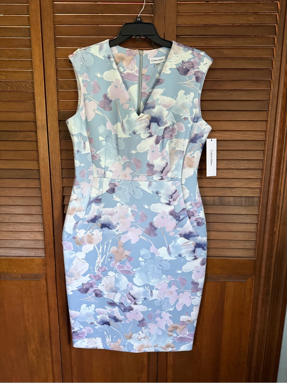 Calvin Klein Pastel Floral V-Neck Midi Dress